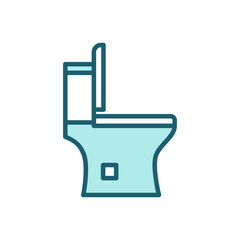 Obraz premium Bathroom toilet vector icon, toilet seat symbol flat design.