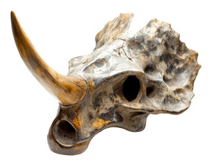 Triceratops skull replica at museum, cut out - stock png.