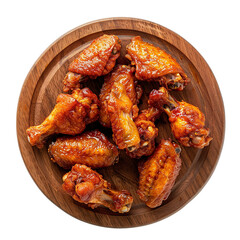 Delicious BBQ Chicken Wings on Wooden Platter
