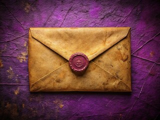 Vintage Envelope on Textured Purple Background - Retro Stationery Stock Photo