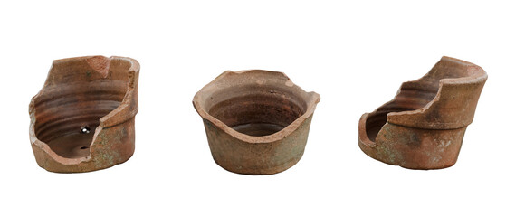 Broken Flower Pot isolated on white