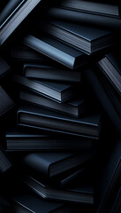 Obraz premium Stack of dark-colored books creating abstract pattern in artistic arrangement.