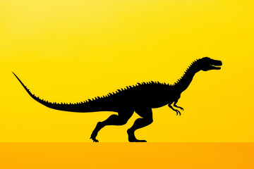 Fototapeta premium Silhouette of a Dinosaur on Yellow