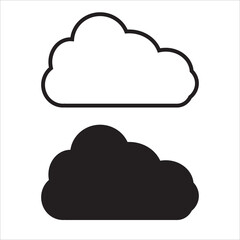cloud icon and silhouette set
