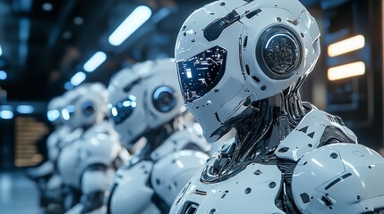 Fototapeta premium Team Working on Robotic Technology (16K Resolution)