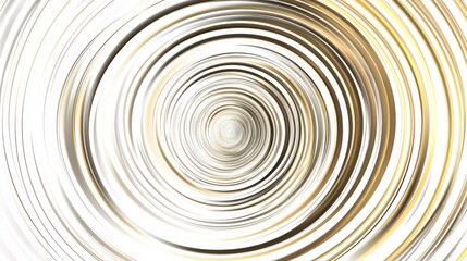 Obraz premium Abstract swirling concentric circles in gold and white.