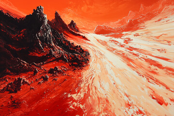 Otherworldly Red Landscape Serenity