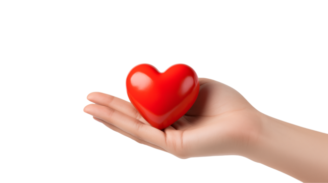 Red Heart in Open Palm Love Donation Care Concept Image
