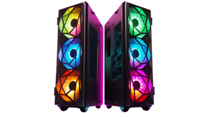 RGB PC Case with Colorful Fans   Stunning Computer Setup for Gamers and Tech Enthusiasts