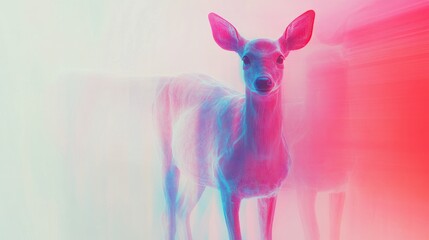 A future digital rendering of a deer that looks dynamic with its body seeming to radiate a mystical magical aura of digital visual imagination