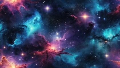 Fototapeta premium Galaxy-Inspired Abstract with Glowing Stars and Nebula Colors