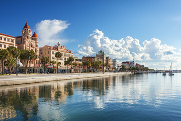 Obraz premium Scenic Waterfront City Landscape