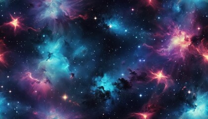Fototapeta premium Galaxy-Inspired Abstract with Glowing Stars and Nebula Colors
