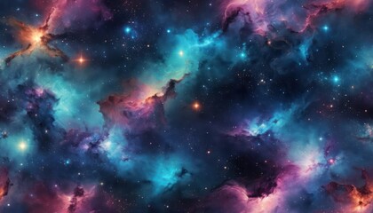 Galaxy-Inspired Abstract with Glowing Stars and Nebula Colors