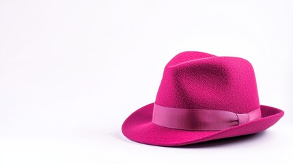 Vibrant Pink Fedora Hat on a Clean White Background