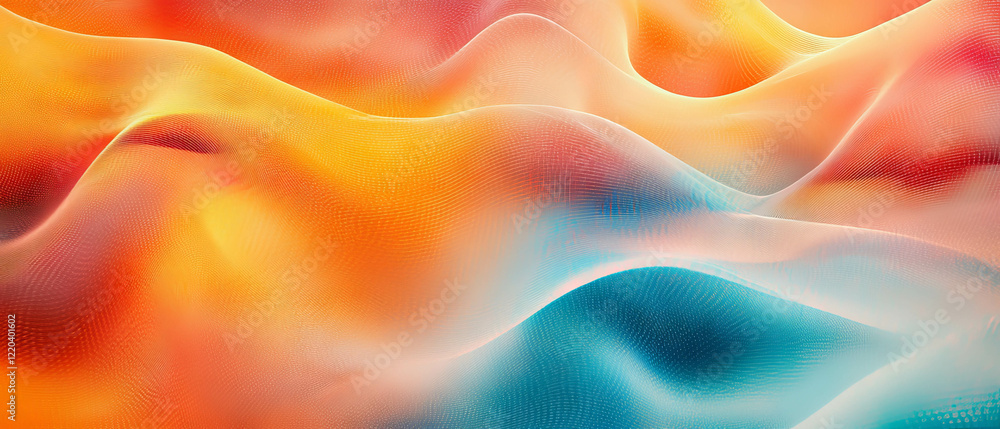 Poster dynamic data streams ripple across a vibrant abstract background