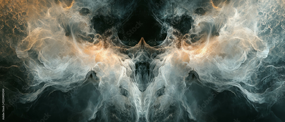 Poster distorted digital waves create a soothing central calm in a surreal abstract backdrop