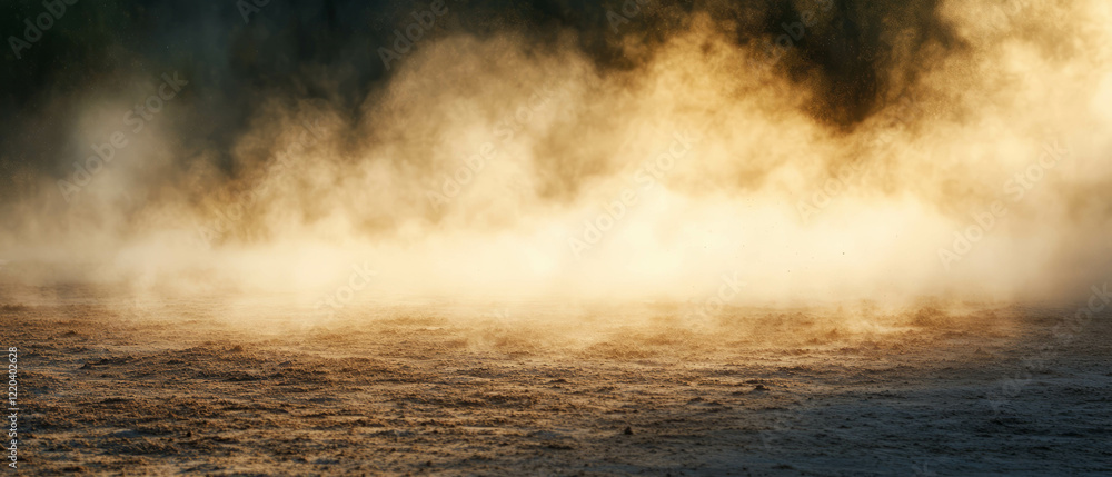 Poster dust motes illuminated by sunbeams create a captivating atmospheric effect in the air