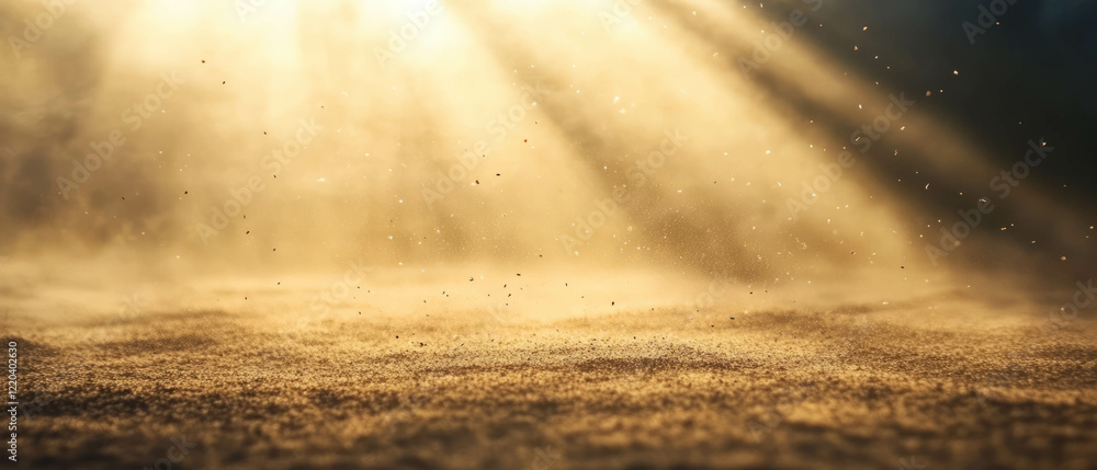 Aufkleber dust motes illuminate a serene atmosphere through warm sunbeams in an abstract setting