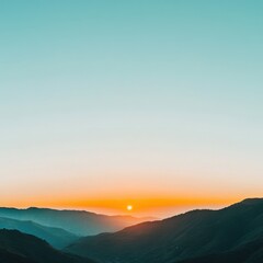 Fototapeta premium Serene Landscape at Sunset with Vibrant Orange and Blue Sky
