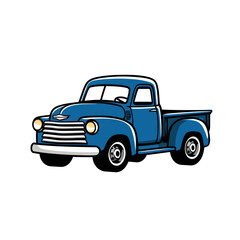Vintage Blue Pickup Truck with Classic Design and Bold Lines
