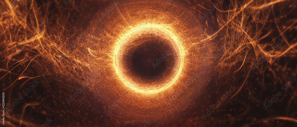 Poster flowing digital particles create a vibrant abstract background for data visualization