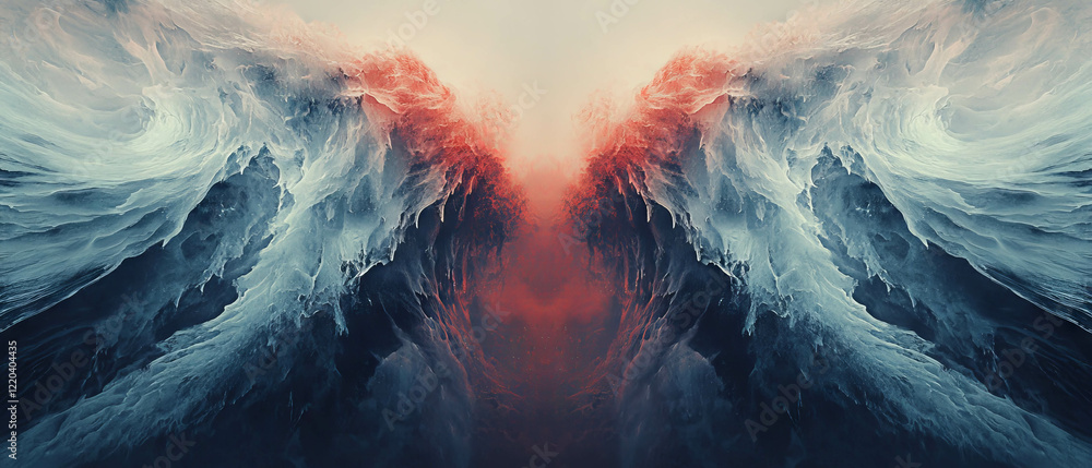 Poster dynamic digital waves and abstract banner create a glitch aesthetic in a vibrant design