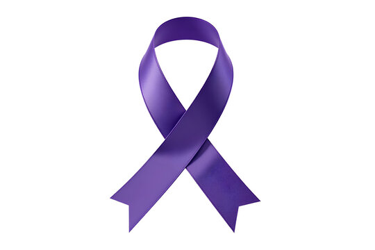 Isolated Purple Awareness Ribbon, Symbol of Support and Solidarity, Isolated on Pure White Background, 3D Rendering