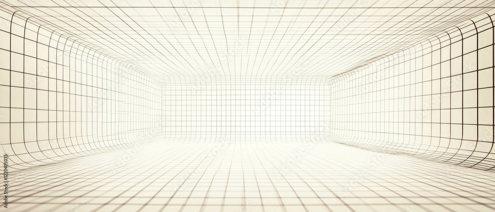Poster light-textured grid paper background with central empty space and banner design