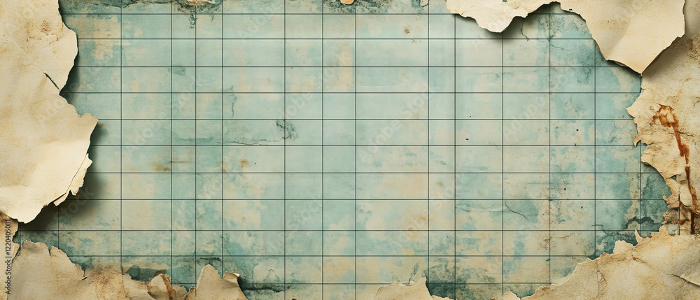 Poster creative grid paper background with torn edges and distressed banner design elements