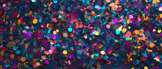 Festive holographic confetti background with vibrant colors for celebration events