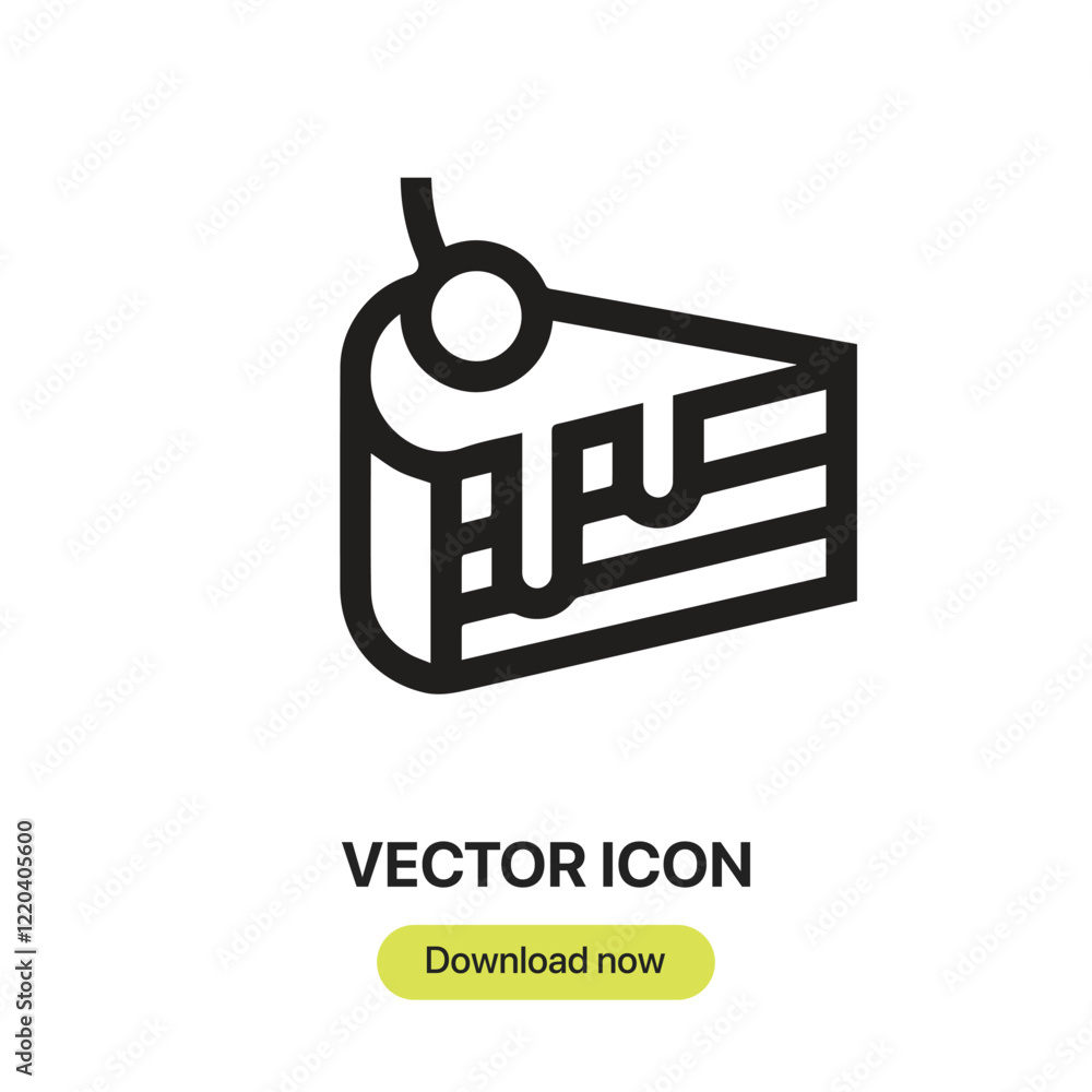 Poster cake slice icon vector. linear-style sign for mobile concept and web design. cake slice symbol illus