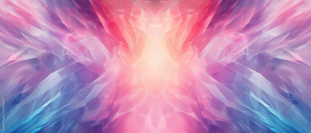 Poster holographic light rays create a spiritual abstract background with empty center