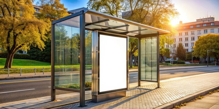 Bus stop billboard outdoor abri advertising mockup, public display
