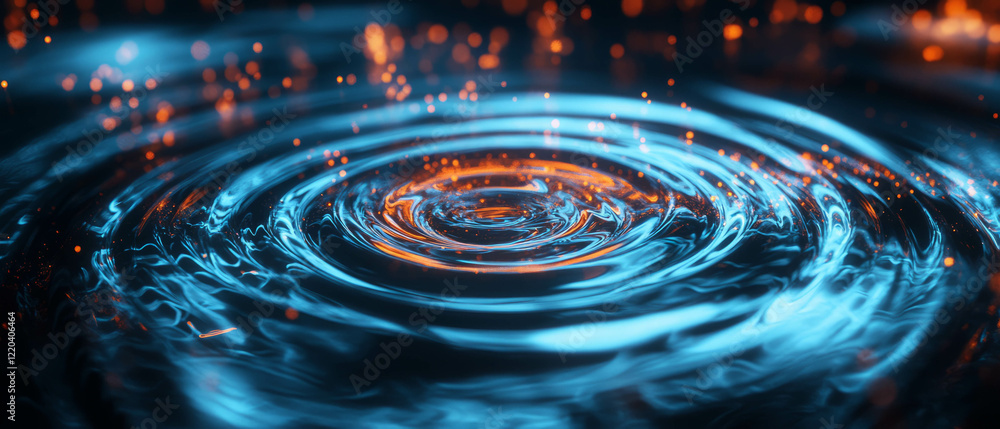 Poster holographic ripples creating a futuristic and immersive tech environment