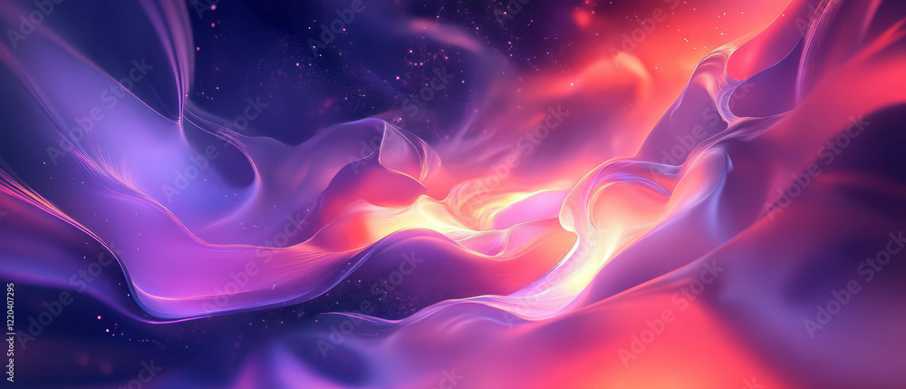 Poster irregular galaxy with chaotic structure and vibrant space background
