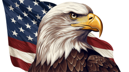 Majestic Bald Eagle with American Flag 