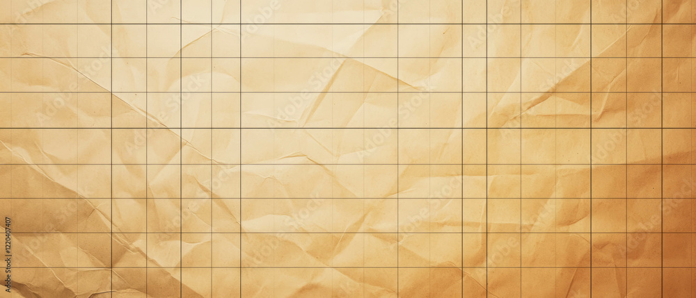 Poster abstract kraft paper background with grid overlay and central natural design element