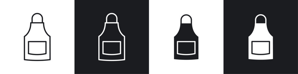 Apron icons collection in black and white solid and line style