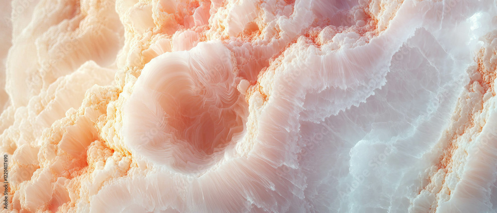 Poster soft light pink onyx marble background with central empty space for design elements