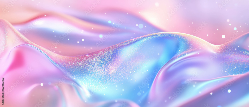 Poster light refracting holographic abstract background with sparkling effects and empty center