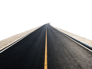 Asphalt road isolated on transparent background.