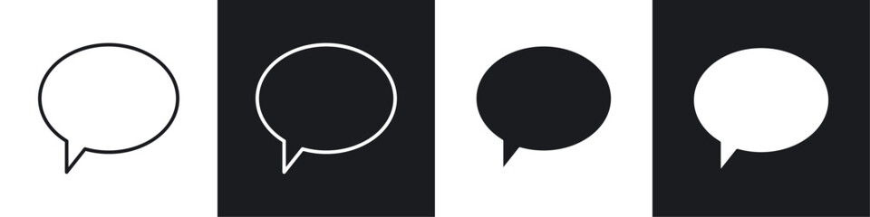 Comments icons collection in black and white solid and line style