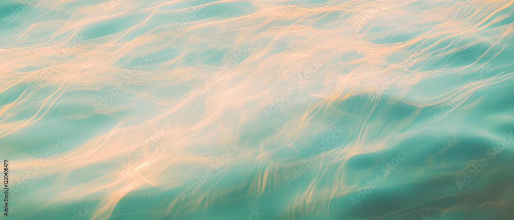 Poster waves of light create a rhythmic dance of colors in a fluid abstract background