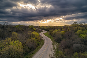 Winding Road Through Lush Greenery