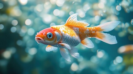 Koi fish swimming aquarium bokeh background (5)