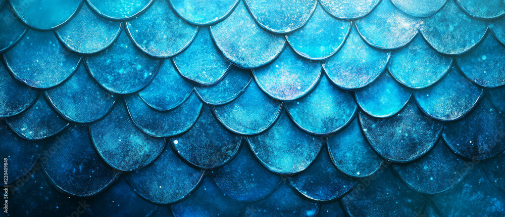 Poster mermaid scale texture background with central empty space for creative designs