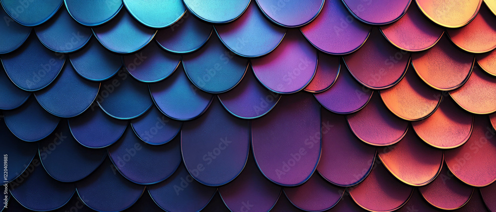 Poster metallic mermaid scales create an abstract background with a futuristic touch