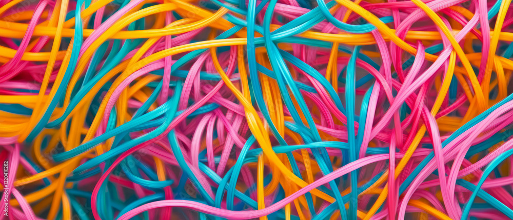 Poster colorful abstract design of intertwined wires representing speed and data flow