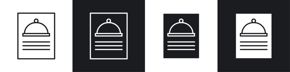 Menu icons collection in black and white solid and line style